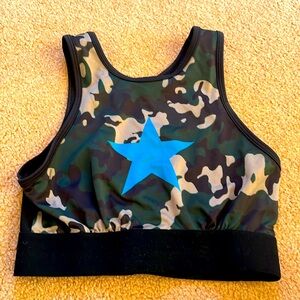 Activewear Black Star Crop Top. Small
